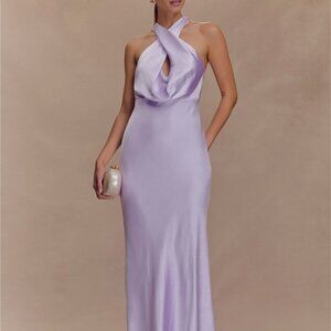 NWT - Meshki Phyllis Satin Halter Maxi Dress - Lilac